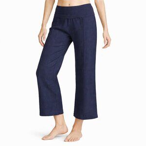 JUST LIVING Roll-Over Waist Linen Blend Pants Lagenlook Blue Womens Medium x 27"